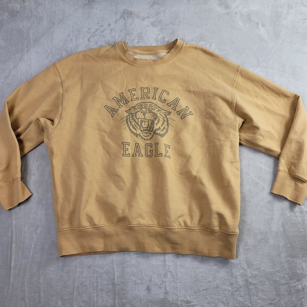 American Eagle Yellow Tiger Graphic Women's Longsleeve Sweater Top | Size M